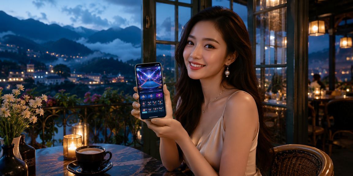 Người dùng tại Sapa trải nghiệm cược esports trên điện thoại bên tách cà phê buổi sáng